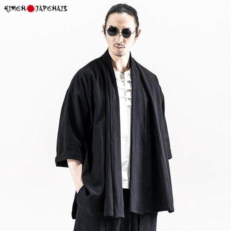 Veste Japonaise Kimono Cardigan Homme Style Japonais Décontracté