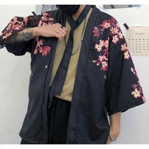 Veste Kimono Koi & Fleurs Kimono Cardigan Haori mixte Kimonojaponais 