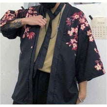 Charger l&#39;image dans la galerie, Veste Kimono Koi &amp; Fleurs Kimono Cardigan Haori mixte Kimono Japonais 
