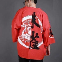 Charger l&#39;image dans la galerie, Veste Kimono Red samouraï Kimono Cardigan Haori mixte Kimonojaponais 
