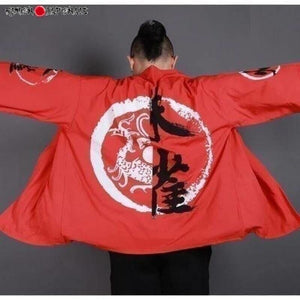Veste Kimono Red samouraï Kimono Cardigan Haori mixte Kimonojaponais 