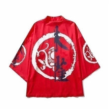 Charger l&#39;image dans la galerie, Veste Kimono Red samouraï Kimono Cardigan Haori mixte Kimonojaponais M 
