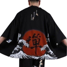 Charger l&#39;image dans la galerie, Veste Kimono Samurai Kimono Cardigan Haori mixte Kimonojaponais Noir M/L 
