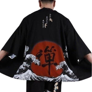 Veste Kimono Samurai Kimono Cardigan Haori mixte Kimonojaponais Noir M/L 