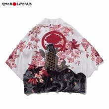 Charger l&#39;image dans la galerie, Veste Kimono Saut du Koi Kimono Cardigan Haori mixte Kimonojaponais M 
