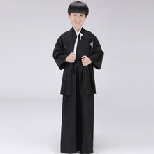 Charger l&#39;image dans la galerie, Yukata Japonais Enfant Samouraï Kimono Homme Kimono Japonais Noir 5-6 ans 
