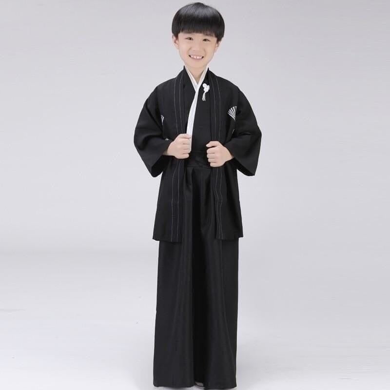 Yukata Japonais Enfant Samouraï Kimono Homme Kimono Japonais Noir 5-6 ans 