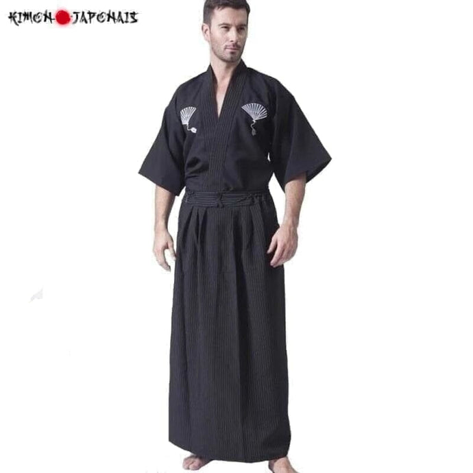 Yukata Japonais Homme Black Samurai Kimono Homme Kimonojaponais 