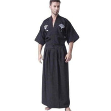 Charger l&#39;image dans la galerie, Yukata Japonais Homme Black Samurai Kimono Homme Kimonojaponais 

