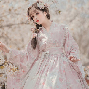 Robe Kawaii Japonaise Lolita Kimono Sakura Rose / S Robe