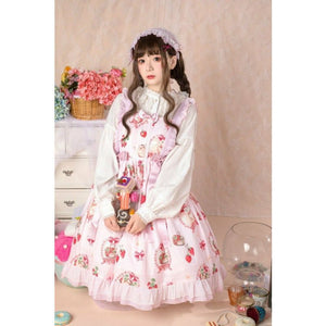 Sweet Princess Lolita Dress Vintage Lace Bowknot Cute Printing High Waist Kawaii Gothic Jsk Girl