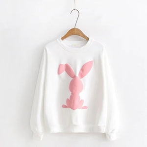 Sweat-Shirt Kawaii Lapin Blanc Harajuku Pull Hoodies Mangas