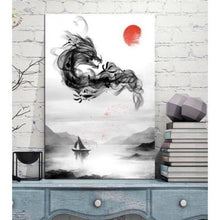 Charger l&#39;image dans la galerie, Tableau Japonais Dragon du lac - Kimono Japonais
