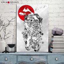 Charger l&#39;image dans la galerie, Tableau Japonais Tigre Et Soleil Tableaux Japonais
