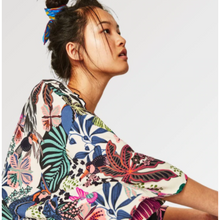 Charger l&#39;image dans la galerie, Veste Kimono Femme Fleurs Tropicales Kimonos Cardigan Street Mixte
