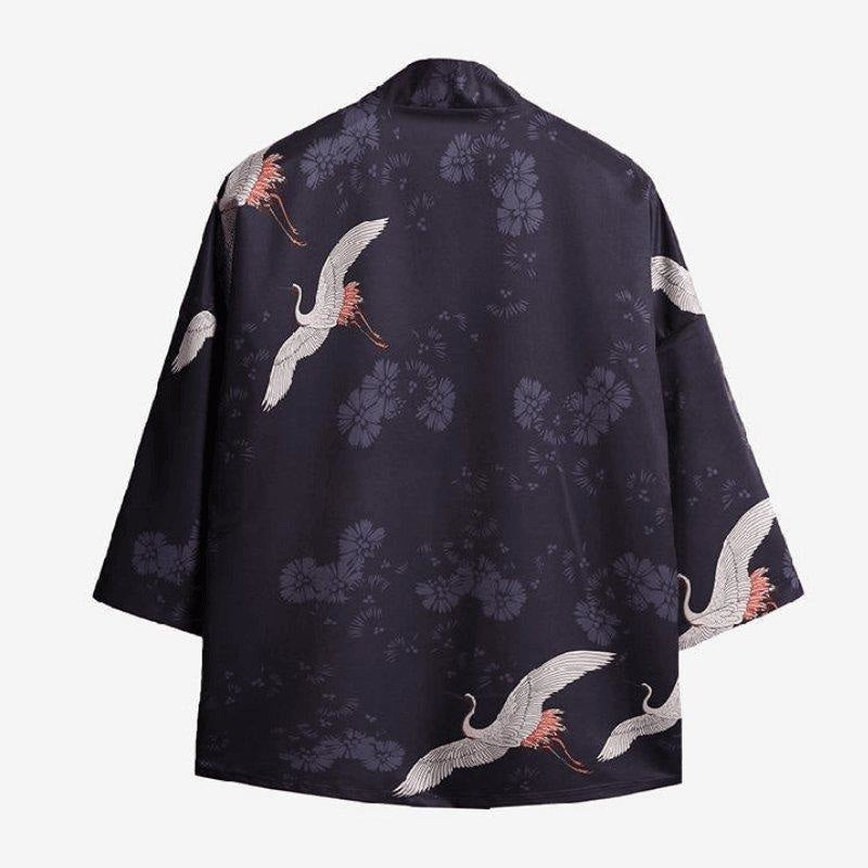 Veste Kimono Femme Grues Songe - Kimono Japonais
