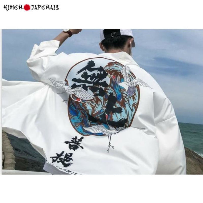 Veste Kimono Surfing Grues - Kimono Japonais