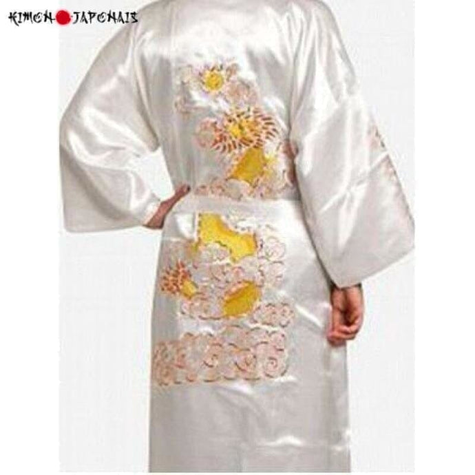 Yukata Japonais Homme Tim Pyjama Jinbei Homme Kimonojaponais Blanc M 